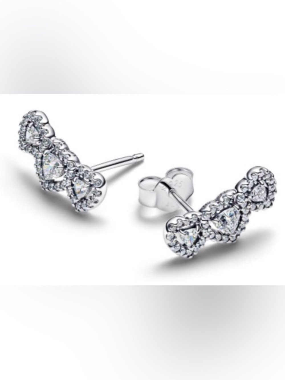 Halo Heart Trilogy Stud Elegant Sterling Silver Heart Earrings